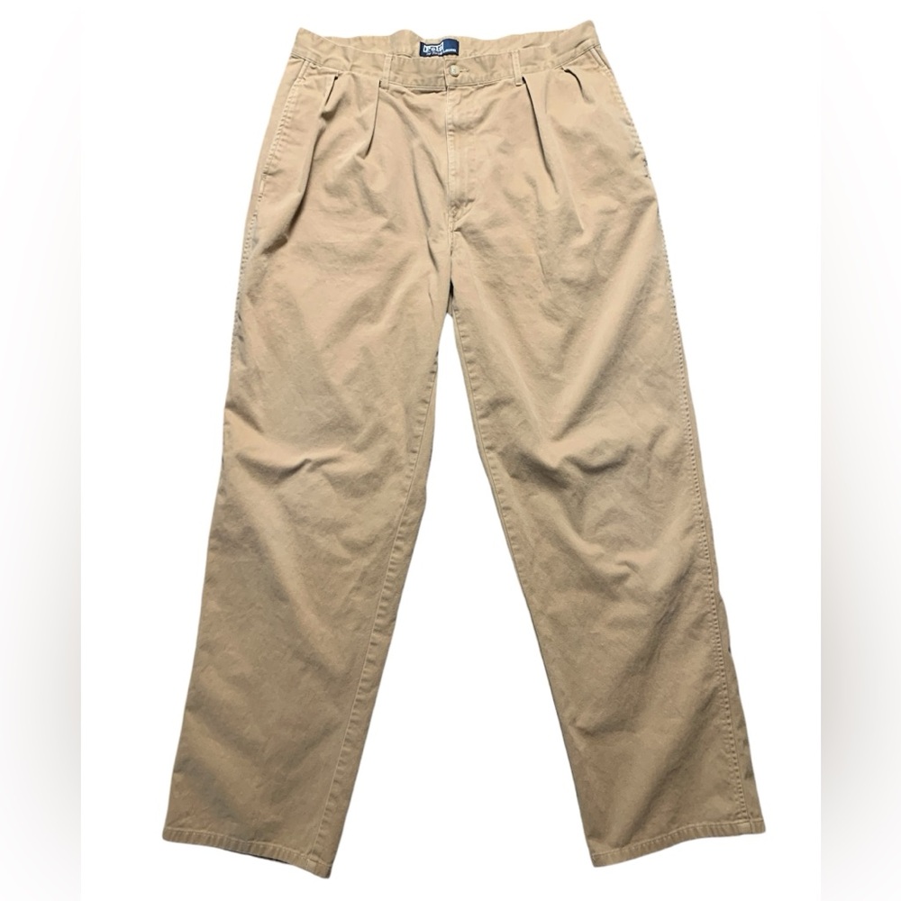 Polo Ralph Lauren Mens Pleated Chino Pants Tan Khaki 36x32 RN41381
